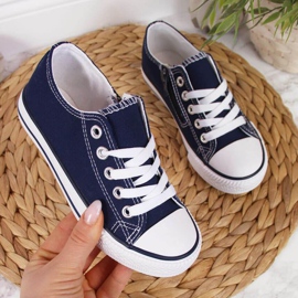 Trampki niskie na suwak Atletico Jr ATC388B granatowe białe 1