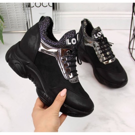 BM Sneakersy na ukrytym koturnie Navy Dot W WOL9 czarne 1