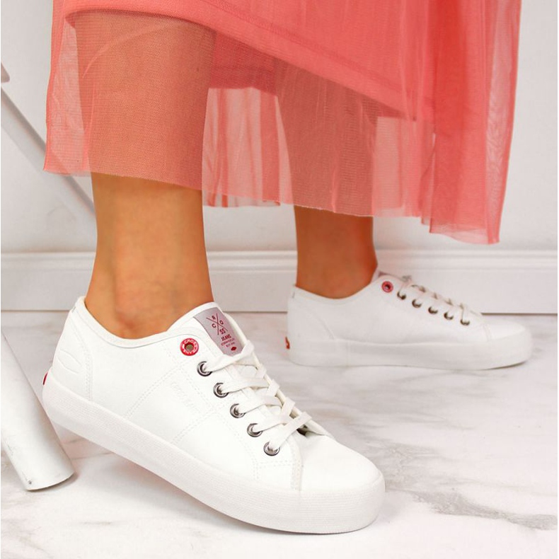 Trampki niskie z eko skóry Cross Jeans W II2R4004C białe 2