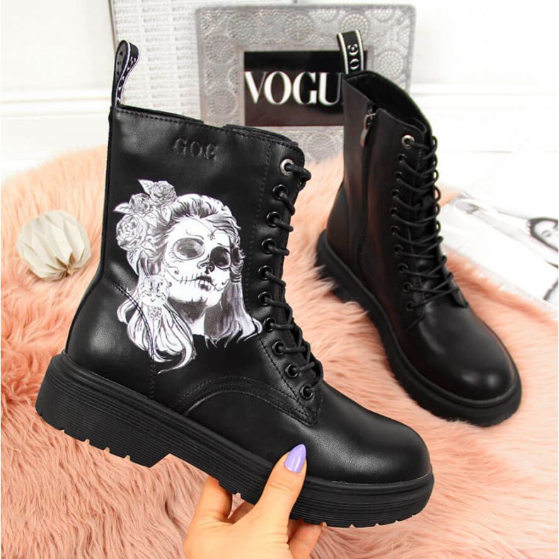 Botki skórzane Goe W II2N4046 czarne 1