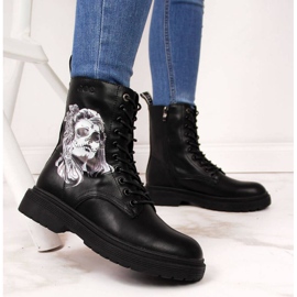 Botki skórzane Goe W II2N4046 czarne 2