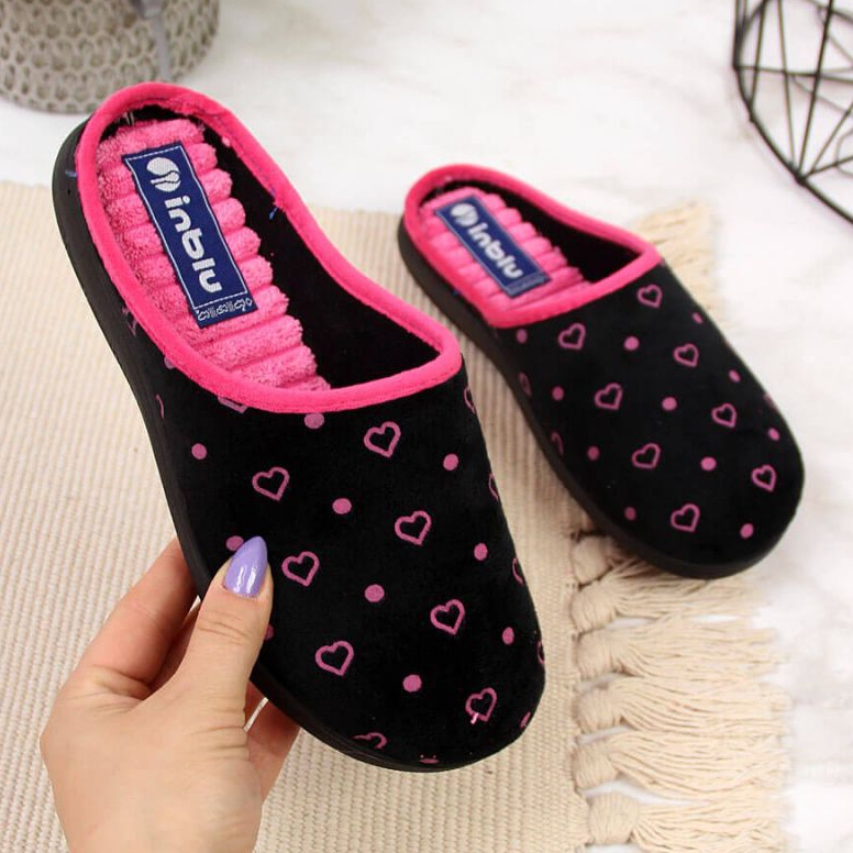 Kapcie domowe W Inblu ARC5 czarne różowe 1