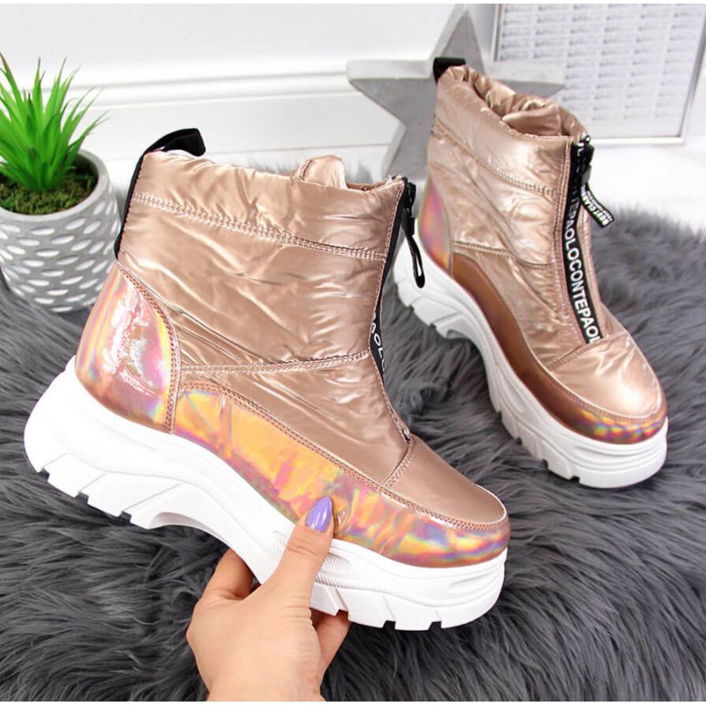 Śniegowce na platformie holo Vinceza W JAN46C złote złoty 1