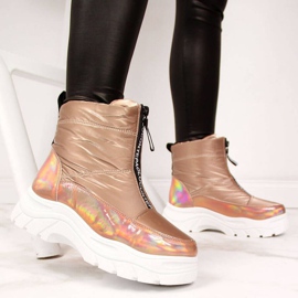 Śniegowce na platformie holo Vinceza W JAN46C złote złoty 2