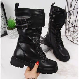 Workery ocieplane na platformie Vinceza W JAN54 czarne białe 1