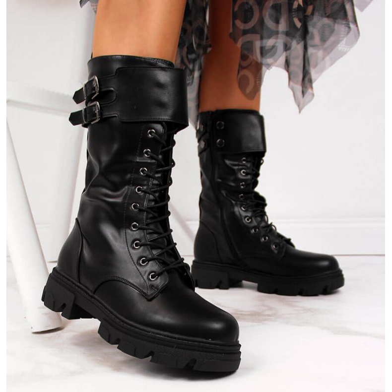 Workery ocieplane na platformie Vinceza W JAN54 czarne białe 2