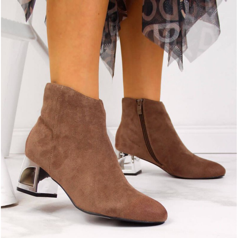 Botki na ozdobnym obcasie T.Sokolski W SCA144B brązowe 2