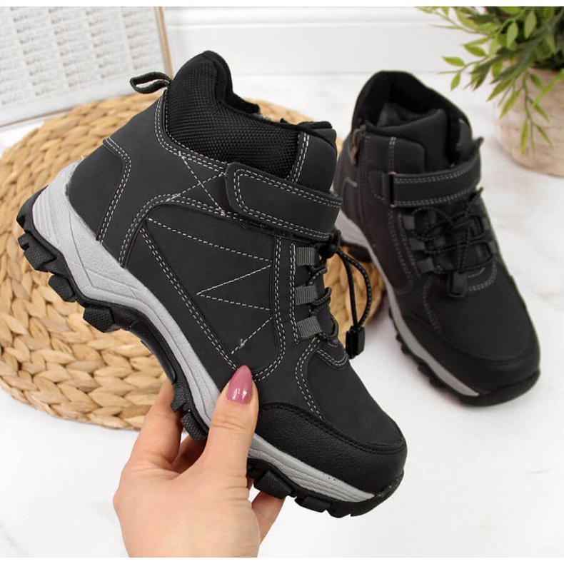 Buty trekkingowe ocieplane Jr EVE321A czarne białe 1