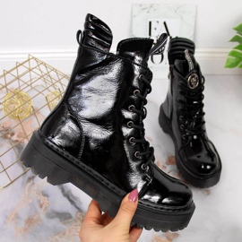 Glany skórzane lakierowane ocieplane Filippo W PAW297 czarne 1