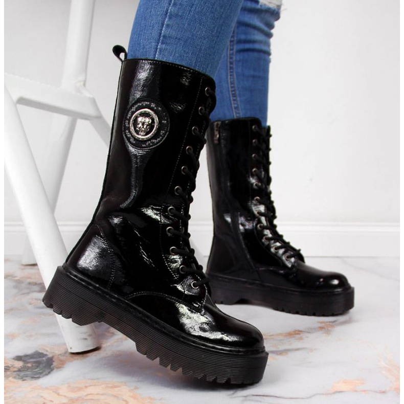 Glany skórzane wysokie ocieplane Filippo W PAW298 czarne 2