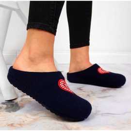 Kapcie domowe z sercem Panto Fino W INT1631 granatowe 2