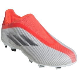 Buty piłkarskie adidas X Speedflow.3 Ll Fg Jr FY3256 czerwony, biało-szary pomarańcze i czerwienie 3