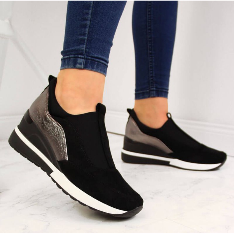 Sneakersy na koturnie W Vinceza WM790B czarne 2