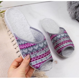 Kapcie domowe W BEF17D Befado szaro fioletowe szare 1