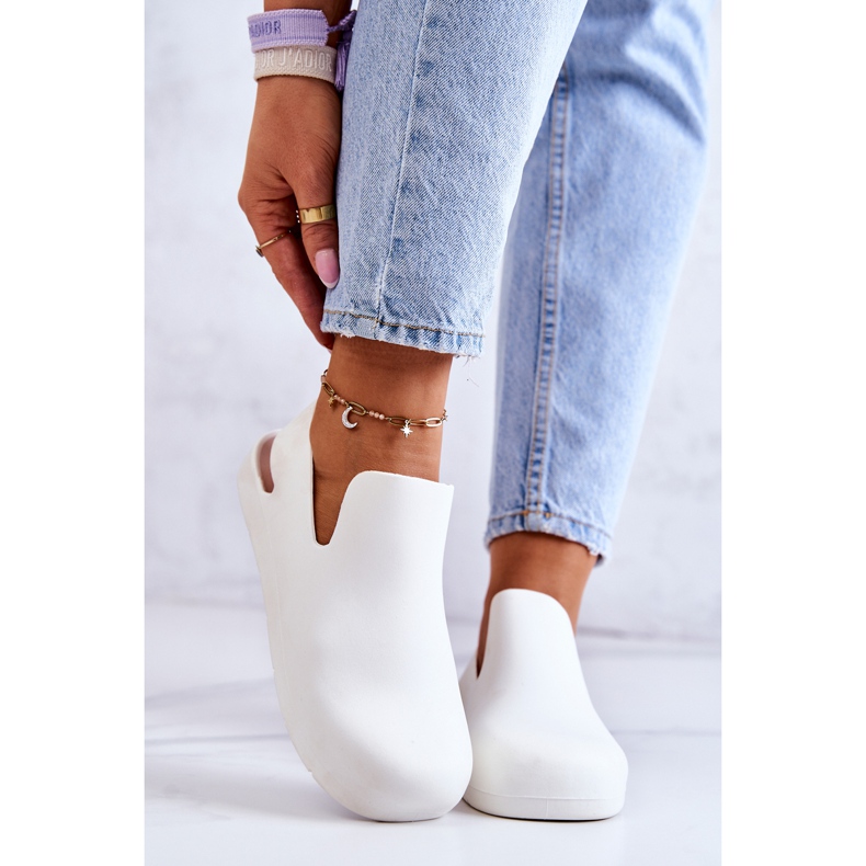 FS1 Modne Gumowe Chodaki Białe Meriko 1