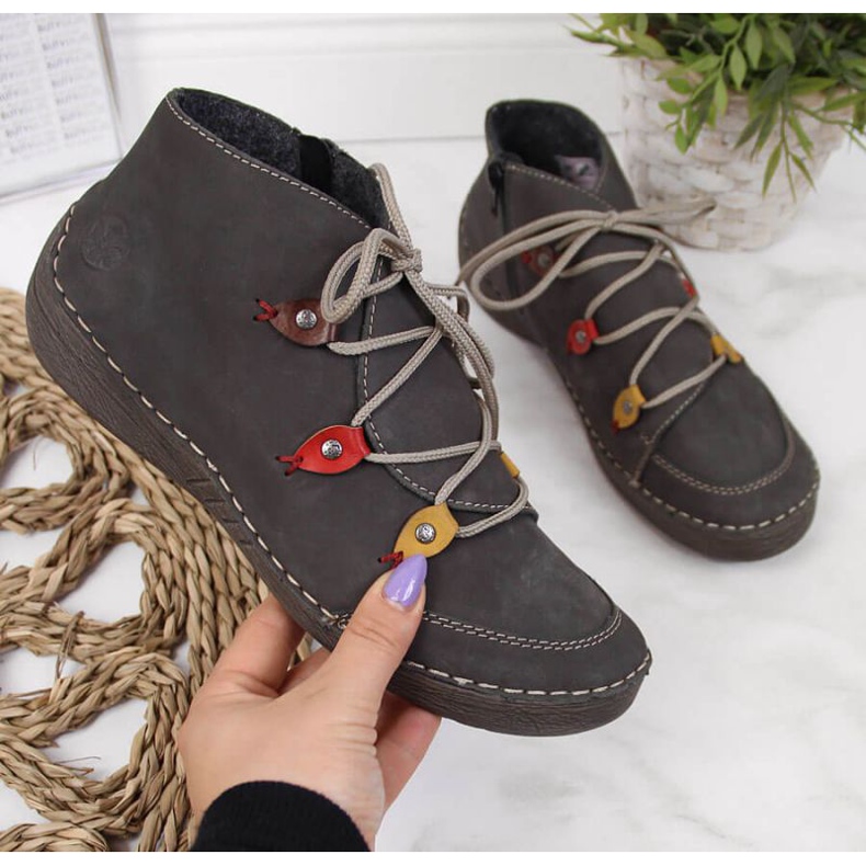 Trzewiki ocieplane szare W Rieker 52542-42 1