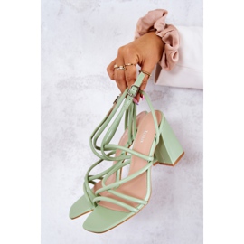 FJ1 Klasyczne Sandały Na Obcasie Zielone Lucetta 1