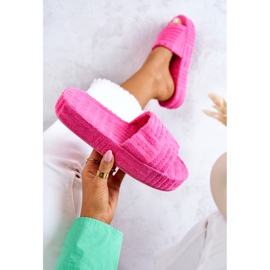 FJ1 Klapki Papcie Na Platformie Różowe Lilly 1