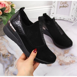 Sneakersy skórzane na koturnie Filippo W PAW253A czarne 1