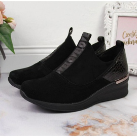 Sneakersy skórzane na koturnie Filippo W PAW253A czarne 2