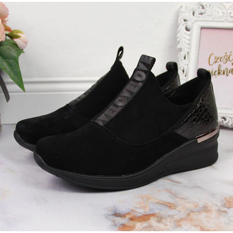 Sneakersy skórzane na koturnie Filippo W PAW253A czarne 2