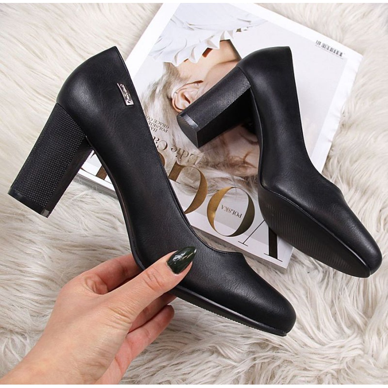 Czółenka na słupku Sergio Leone W SK193A czarne 1