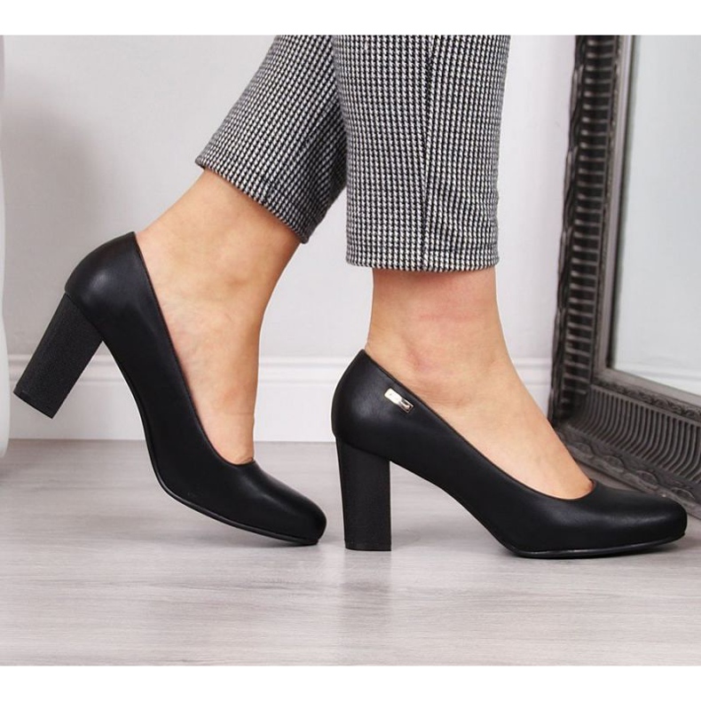 Czółenka na słupku Sergio Leone W SK193A czarne 2