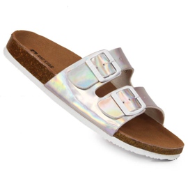 Klapki z klamrami Big Star W HH274895 srebrne srebrny 1