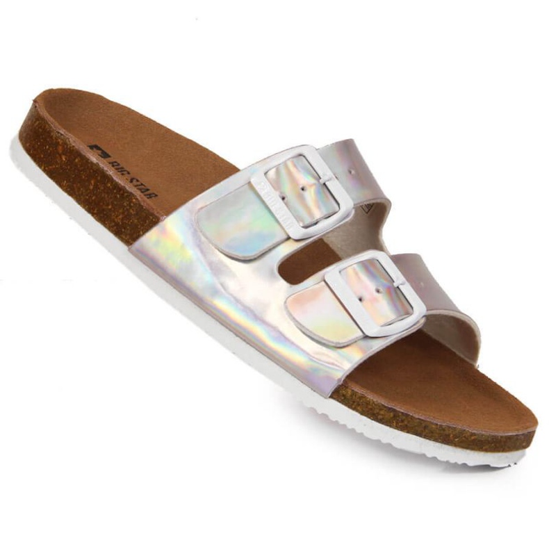 Klapki z klamrami Big Star W HH274895 srebrne srebrny 1