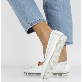 Mokasyny Skórzane Damskie Filippo DP2037 White białe 7