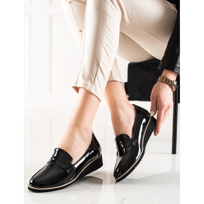 Goodin Lekkie Lakierowane Mokasyny czarne 1