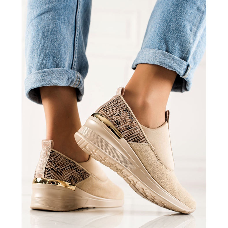 Filippo Wsuwane Sneakersy Ze Skóry beżowy brązowe 1