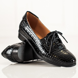 W. Potocki Eleganckie Sznurowane Półbuty Potocki czarne 1