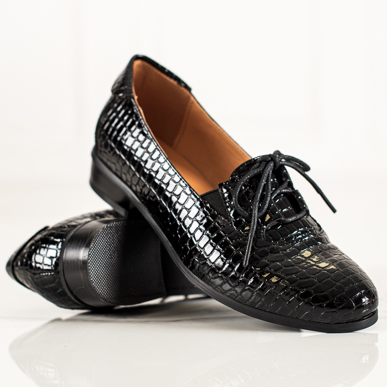 W. Potocki Eleganckie Sznurowane Półbuty Potocki czarne 1