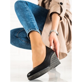 W. Potocki Klasyczne Czółenka Na Koturnie Potocki czarne 1