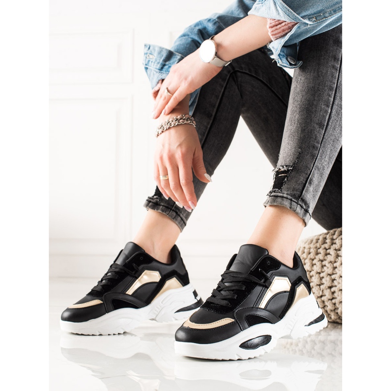 TRENDI Sneakersy Z Eko Skóry czarne 2