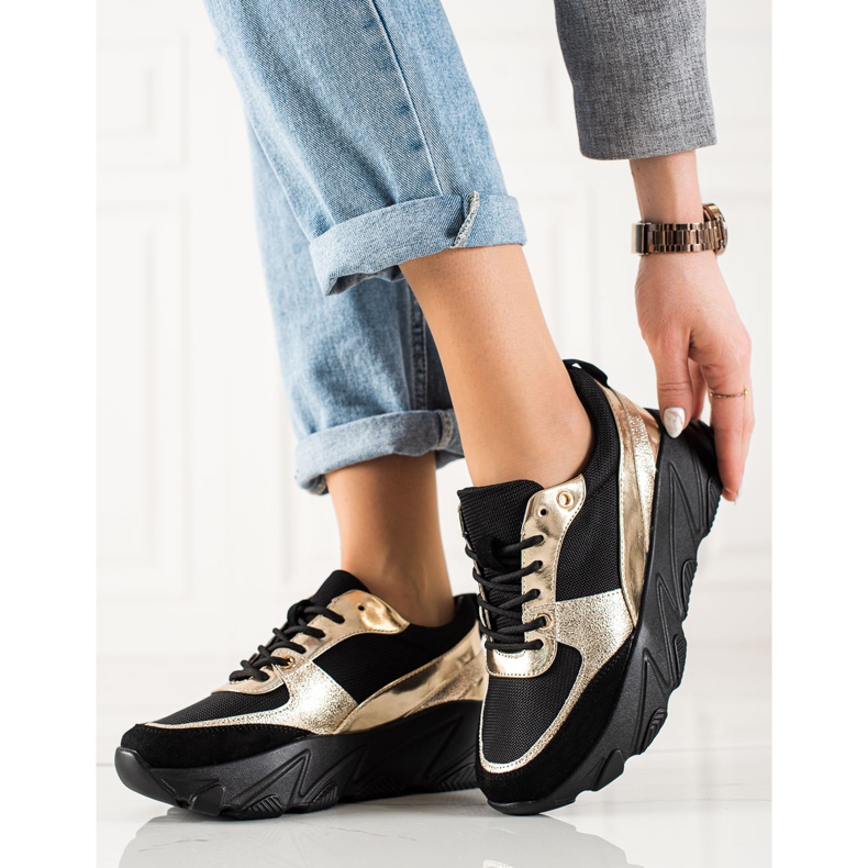 W. Potocki Czarno-złote Sneakersy Potocki czarne złoty 1