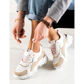 TRENDI Sneakersy Fashion beżowy białe 1