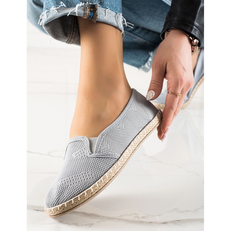 TRENDI Casualowe Espadryle Slipony szare 1