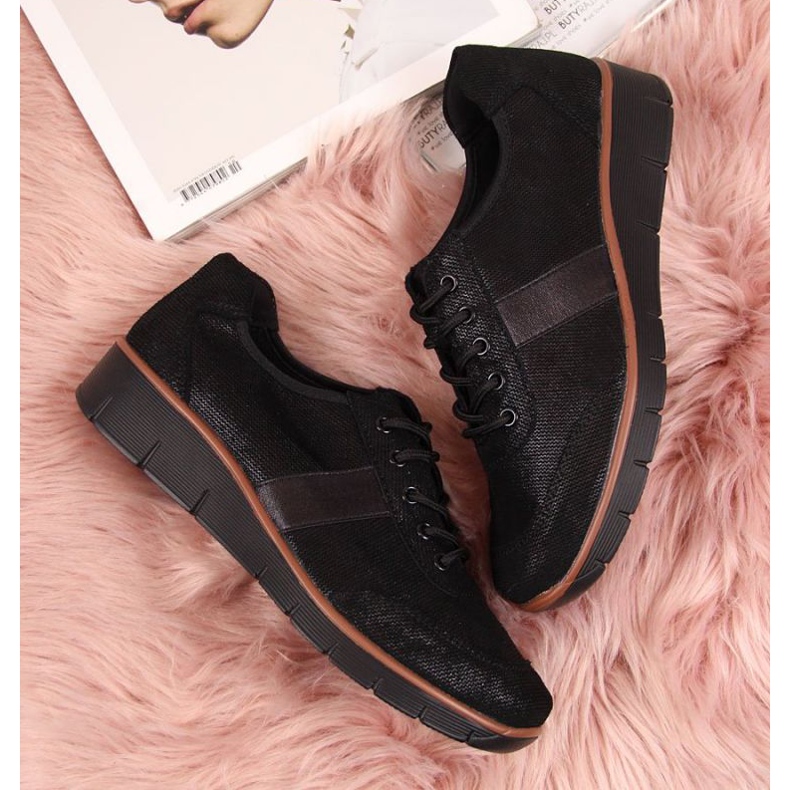 Półbuty skórzane na koturnie Filippo W PAW68A czarne 2