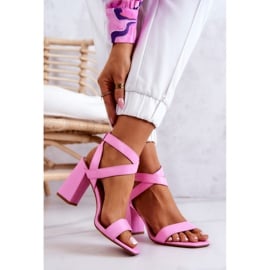 FB2 Eleganckie Sandały Na Słupku Różowe Michele 2