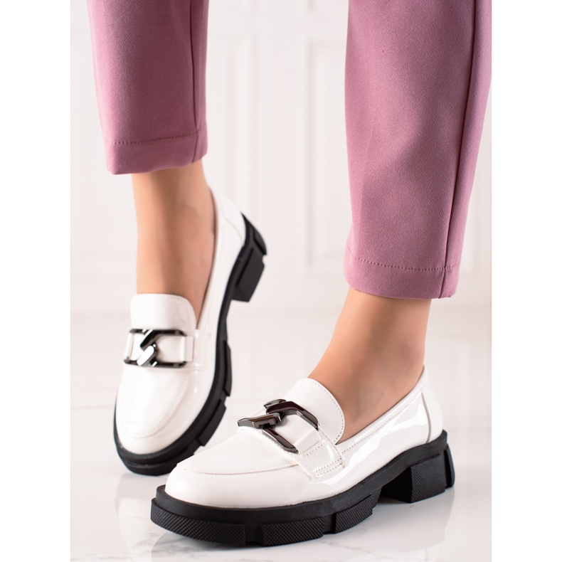 Goodin Mokasyny Z Eko Skóry Na Platformie białe 1