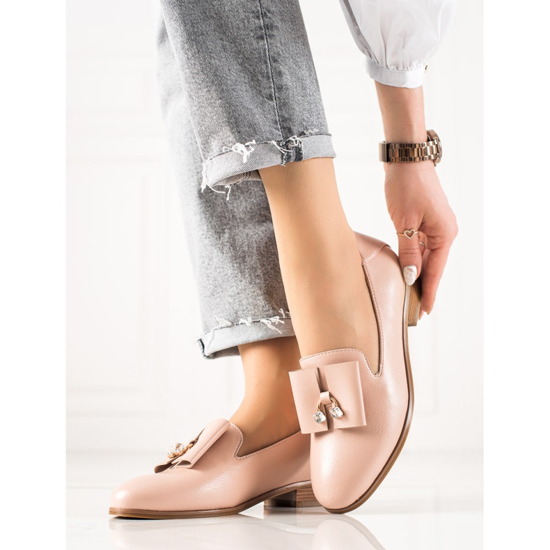 W. Potocki Półbuty z kryształkami Potocki różowe 1