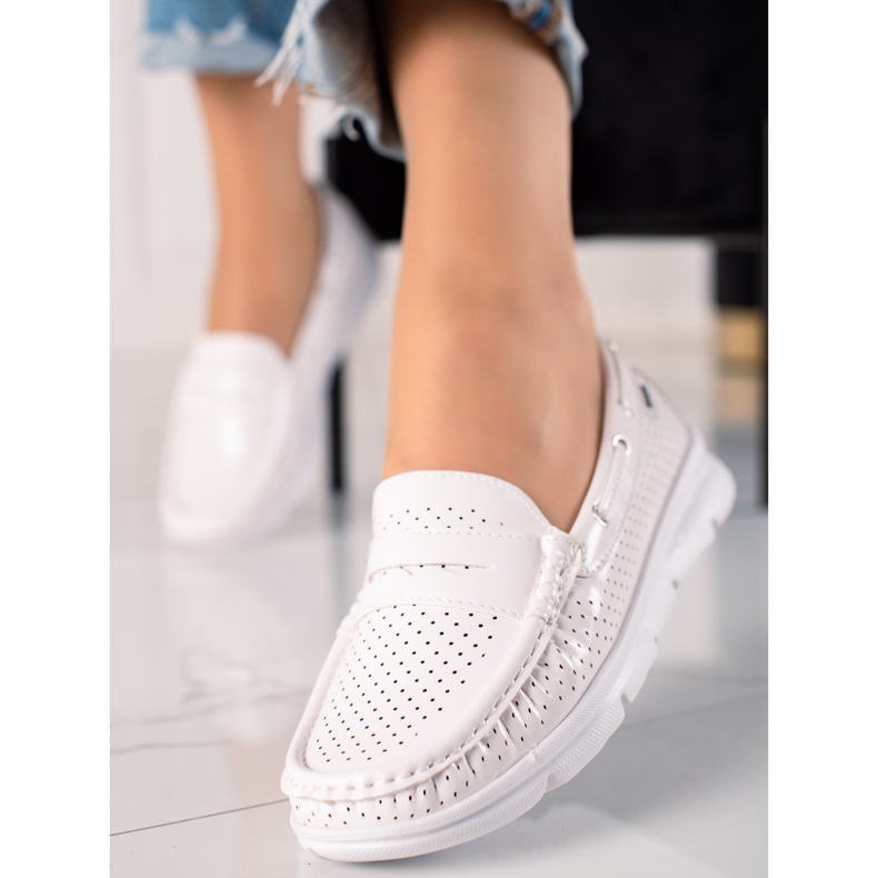 Goodin Lekkie Mokasyny Na Platformie białe 1