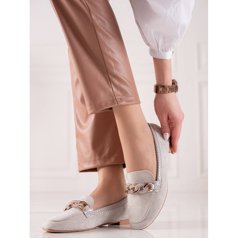 Small Swan Eleganckie Szare Mokasyny 1