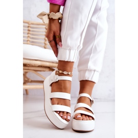 FS1 Skórzane Sandały Na Sprzączkę Białe Graceful 1