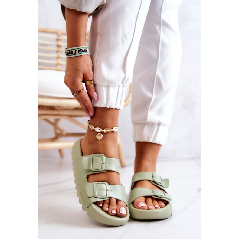 PS1 Gumowe Klapki Na Platformie Zielone Westie 1