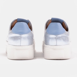 Marco Shoes Damskie sneakersy z naturalnej skóry na grubej podeszwie niebieskie 5