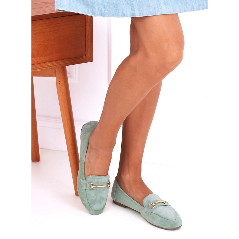 Mokasyny damskie zielone 88-385 Green 1