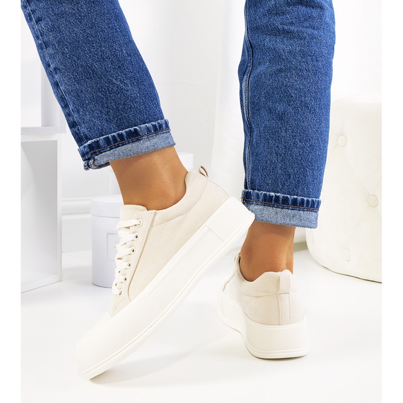 Beżowe trampki na platformie Babbete beżowy 1